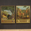 Italian landscape painting with characters from 20th century