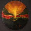 Round Italian painting dated 1988 oil on canvas