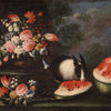 Antique still life with flowers and fruit from the 18th century