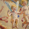 Italian painting Naif games of winged children oil on canvas from 20th century