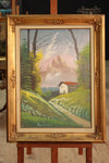 Italian signed painting depicting mountain landscape