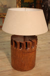 Design lamp in wood and fabric