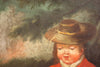 Oil on canvas painting depicting child with sheep