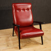 Italian design armchair in red faux leather from the 70s