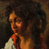 Italian signed and dated painting portrait of young gipsy from 20th century