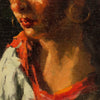 Italian signed and dated painting portrait of young gipsy from 20th century