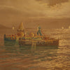 Signed painting seascape with boats from the 20th century