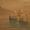 Signed painting seascape with boats from the 20th century