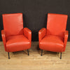 Pair of Italian design armchairs in red faux leather