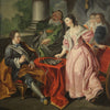 Refined painting from the 18th century, couple playing chess