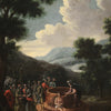 Ancient italian oval painting from the 18th century "Joseph at the well"