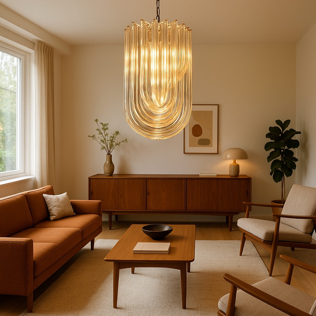 Murano Glass Chandelier in the Style of Venini, c.1980s