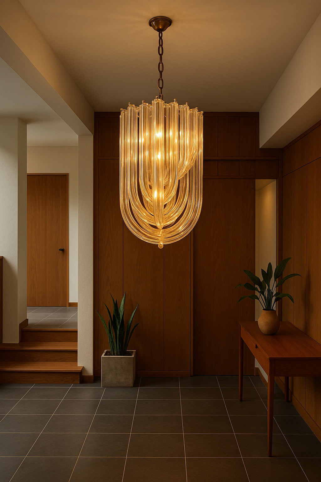 Murano Glass Chandelier in the Style of Venini, c.1980s