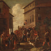 Antique Italian genre scene painting oil on canvas from the 18th century
