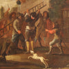 Antique Italian genre scene painting oil on canvas from the 18th century