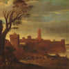 Antique Italian landscape painting from 17th century