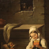 Flemish interior scene painting from the 19th century