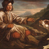 Great 17th century Lombard painting, the shepherd with his dogs
