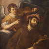 Antique religious painting from 18th century, Saint Francis and the Angel
