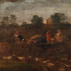 Antique Italian painting from the 18th century, pastoral scene with chariot