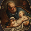 Antique oval painting from 18th century, St. Joseph with the child
