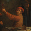 Antique Italian painting from the 17th century, Bamboccianti genre scene