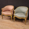 Pair of lacquered and gilded Venetian armchairs