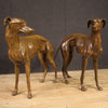 Pair of greyhounds in patinated metal from the 50s