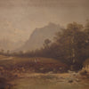 Antique 19th century landscape painting with gilt frame