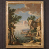 18th century Italian school painting, landscape with sailing ships