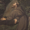 Flemish painting from the 17th century, landscape with Saint Francis of Assisi