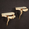 Pair of Venetian lacquered and silvered nightstands