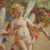 Italian painting Naif games of winged children oil on canvas from 20th century