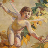 Italian painting Naif games of winged children oil on canvas from 20th century