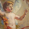 Italian painting Naif games of winged children oil on canvas from 20th century