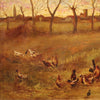Bucolic landscape painting from 20th century