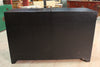 Wooden sideboard with eco-leather inserts from 20th century