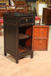 Oriental black lacquered wooden bedside table