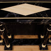 French console in lacquered faux marble wood