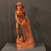 Oriental fisherman sculpture in wood from 20th century