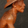 Oriental fisherman sculpture in wood from 20th century