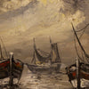 Painting signed by Emile Lammers seascape with boats from 20th century
