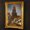 Dutch signed painting View of cathedral from 20th century