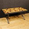 French Design signed coffee table with top in ceramic and glass