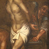 Antique Italian religious painting Christ at the column from 18th century