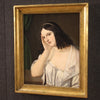 Antique painting portrait of a young lady from the 19th century
