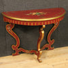 Italian lacquered and painted demi lune console table